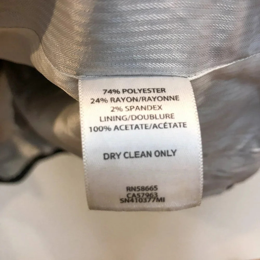 Something Navy Plaid Button Front Long Gray Collared Trench Coat S FLAWED - Picture 6 of 11